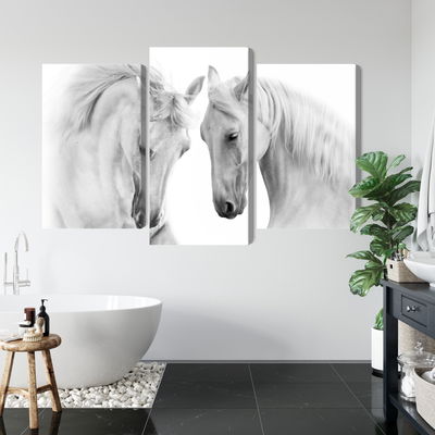 Ljuddämpande tavla - Two horses on a white