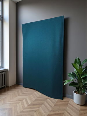 Acoustic Wall Textile, Turquoise color in linen texture, elegant blackout for bedrooms and living rooms, Scandinavian style
