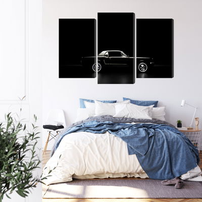 Ljuddämpande tavla - Black retro car on a dark