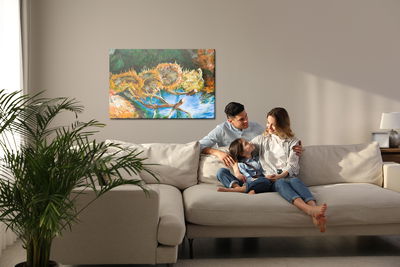 Ljuddämpande tavla - Four sunflowers as painted