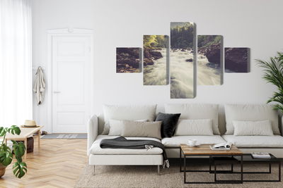 Ljuddämpande tavla - Mountain river in the forest