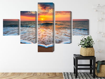 Ljuddämpande tavla - Sunset on the sea 3d