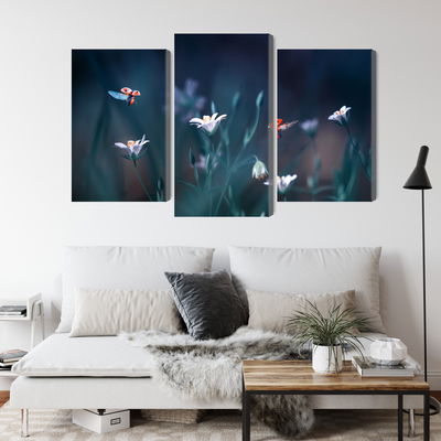 Ljuddämpande tavla - Ladybugs and wildflowers