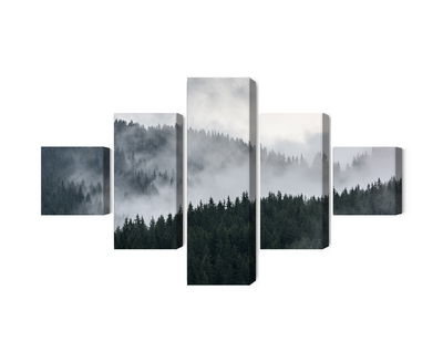 Ljuddämpande tavla - Misty 3d forest landscape