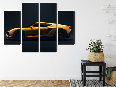 Ljuddämpande tavla - Yellow 3d sports car