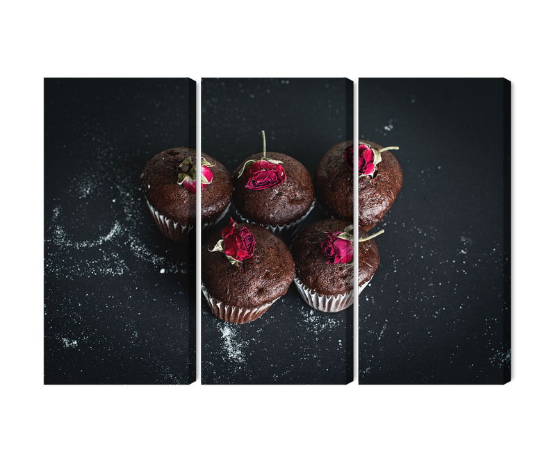 Ljuddämpande tavla - Chocolate muffins with roses