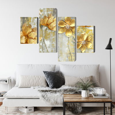 Ljuddämpande tavla - Decorative flowers in shades