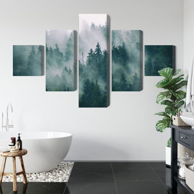 Ljuddämpande tavla - Fog in the green forest