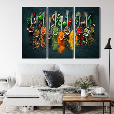 Ljuddämpande tavla - Herbs and spices on spoons