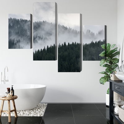 Ljuddämpande tavla - Misty 3d forest landscape