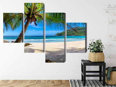 Ljuddämpande tavla - Tropical beach with 3d palm