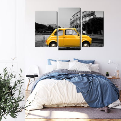 Ljuddämpande tavla - Yellow retro car