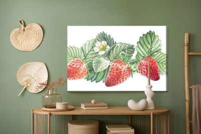 Ljuddämpande tavla - Strawberries with flowers