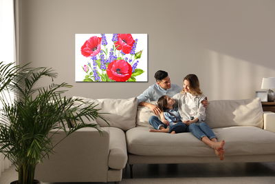 Ljuddämpande tavla - Bouquet of poppies