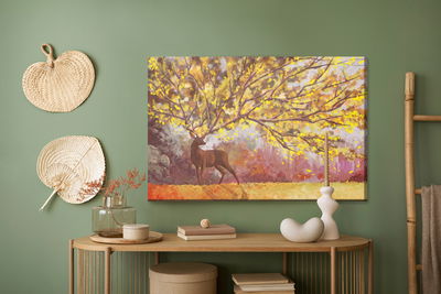 Ljuddämpande tavla - Nature with deer watercolor