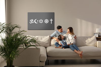 Ljuddämpande tavla - Religious symbols icons set