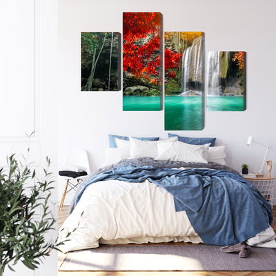 Ljuddämpande tavla - Cascade in the autumn forest