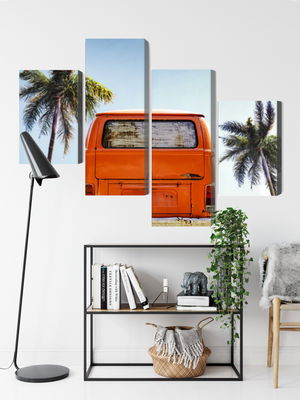 Ljuddämpande tavla - Retro car between palm trees