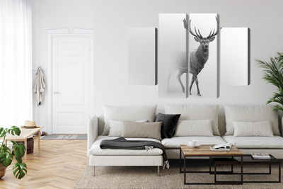 Ljuddämpande tavla - A stately deer in the fog