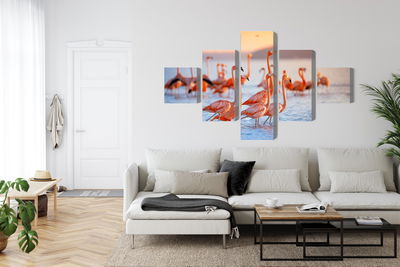 Ljuddämpande tavla - A flock of flamingos