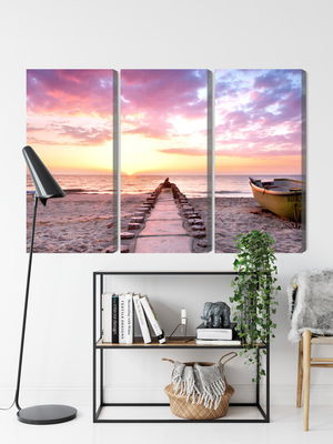 Ljuddämpande tavla - Boat on the beach 3d