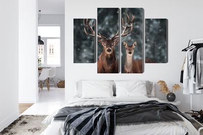 Ljuddämpande tavla - Deer and doe in the 3d forest