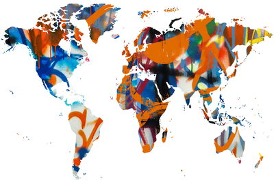 Ljuddämpande tavla - World map - graffiti