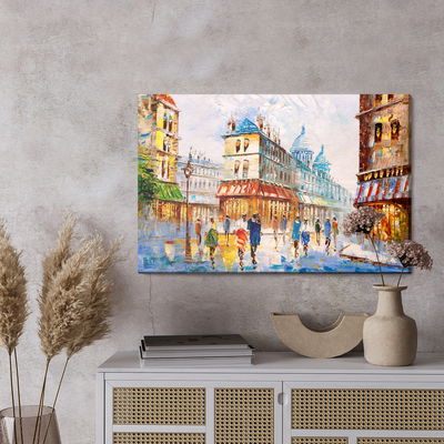 Ljuddämpande tavla - Parisian street as if painted