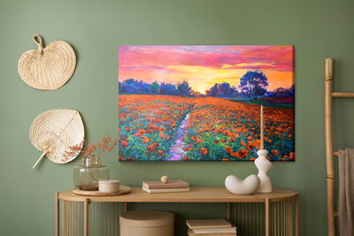 Ljuddämpande tavla - A field of poppies as painted