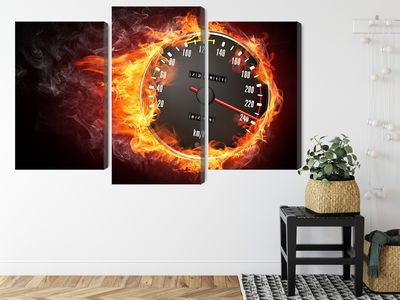 Ljuddämpande tavla - Speedometer in flames