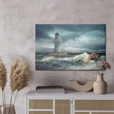 Ljuddämpande tavla - Lighthouse and the stormy sea