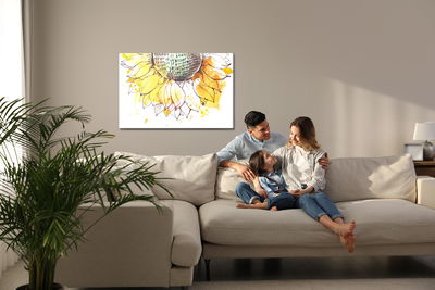 Ljuddämpande tavla - Sunflower with zero-one code