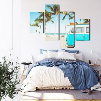 Ljuddämpande tavla - Retro car on the beach 3d