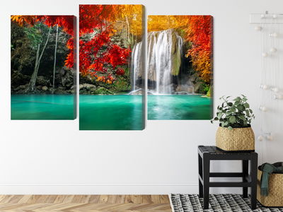 Ljuddämpande tavla - Cascade in the autumn forest