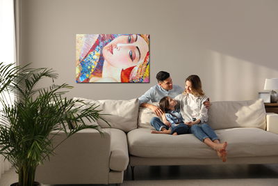 Ljuddämpande tavla - Colorful portrait of a young