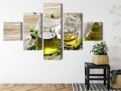 Ljuddämpande tavla - Olive oil with green olives