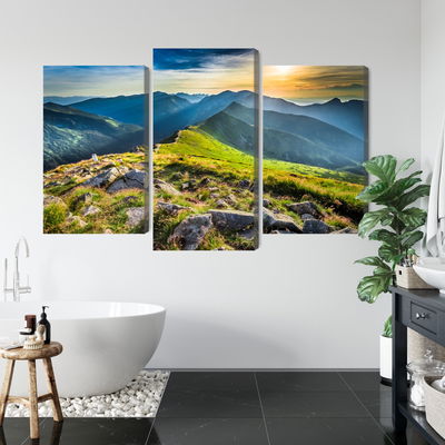 Ljuddämpande tavla - Sunset in the mountains 3d