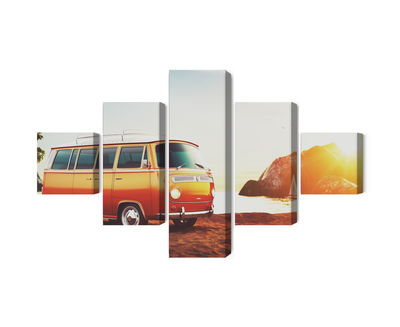 Ljuddämpande tavla - Retro car on the beach