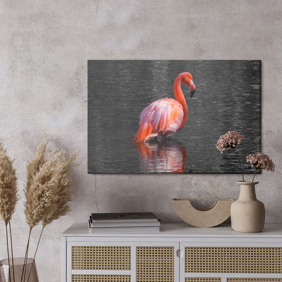 Ljuddämpande tavla - Flamingos in the water