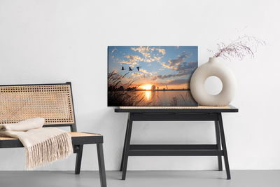 Ljuddämpande tavla - Birds at sunset