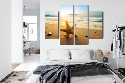 Ljuddämpande tavla - Starfish on the beach 3d