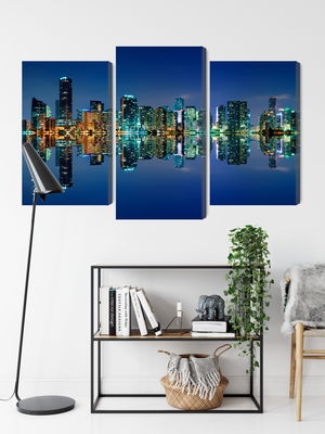 Ljuddämpande tavla - Panorama of miami by night