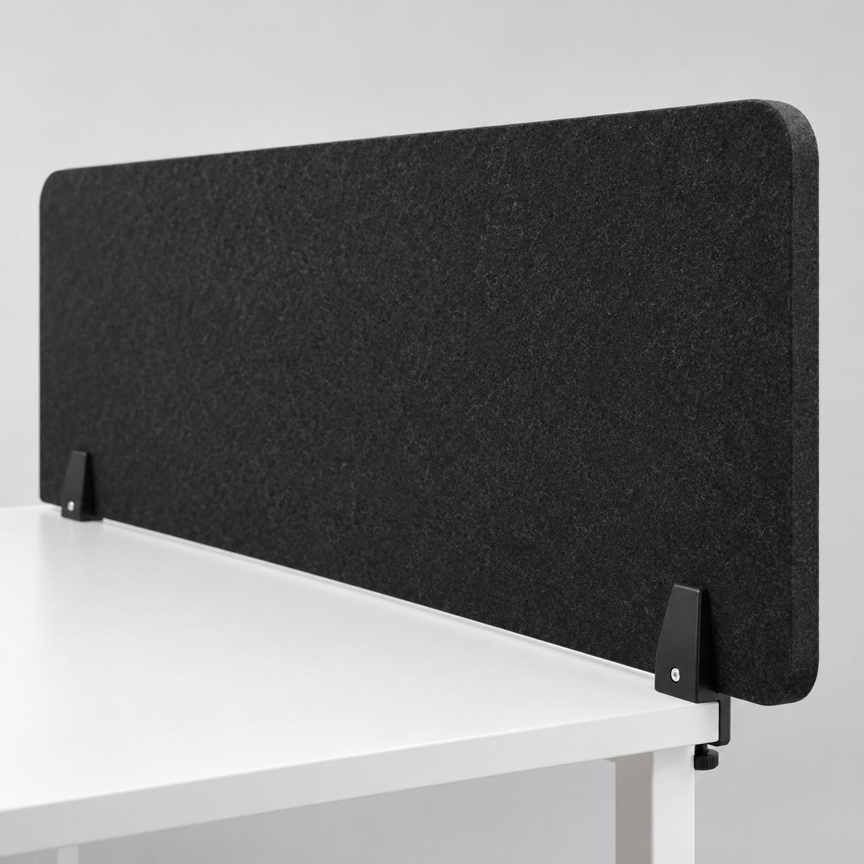 Bordsskärm - Bulletin Desk Screen (Svart 160x60 cm (LxH) Med Klämfäste (2st))