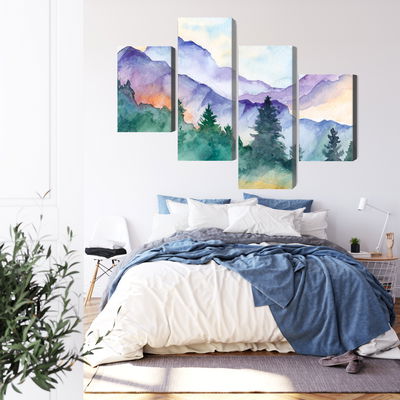 Ljuddämpande tavla - Painted mountain landscape