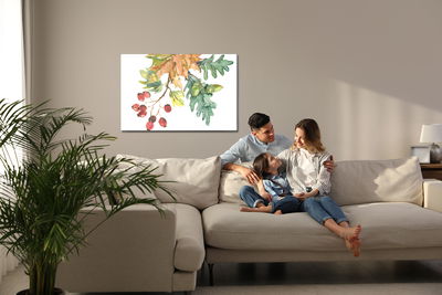 Ljuddämpande tavla - Autumn leaves and fruits