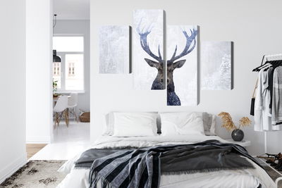 Ljuddämpande tavla - Deer in the winter 3d forest