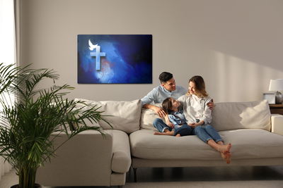 Ljuddämpande tavla - Dove above the cross