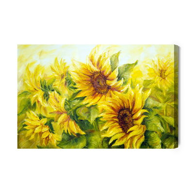 Ljuddämpande tavla - Sunflowers with leaves as