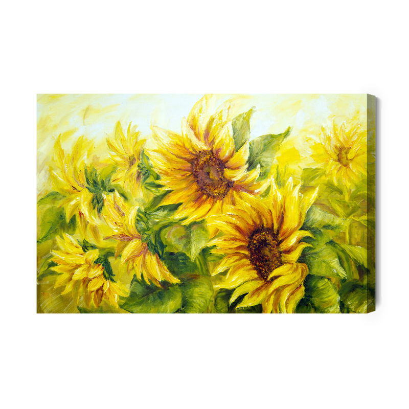 Ljuddämpande tavla - Sunflowers with leaves as