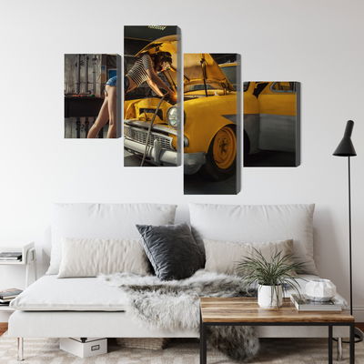 Ljuddämpande tavla - Sexy woman welded to a car